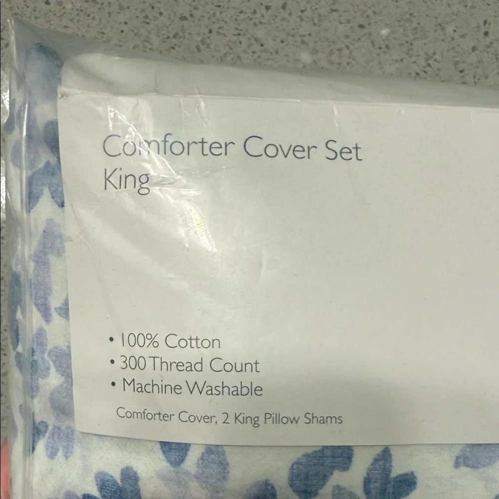 Sky Blue Floral Duvet Cover